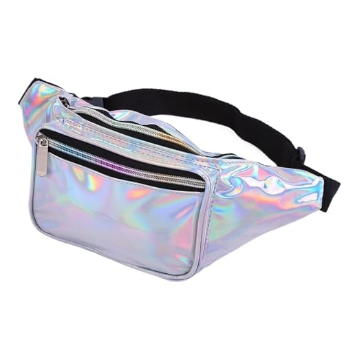 Modische Hüfttasche for Damen, PVC, verstellbar, holografische Tasche for Reisen, Party, Wandern, Laufen, Shopper-Hüfttasche(Silver) von WJLYDM