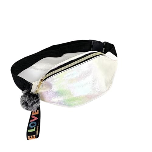 PU Gradient Sport Outdoor Fashion Waistpack Vielseitige Glänzende Leder Taille Tasche Männer Und Frauen Umhängetasche Brust Tasche(White) von WJLYDM