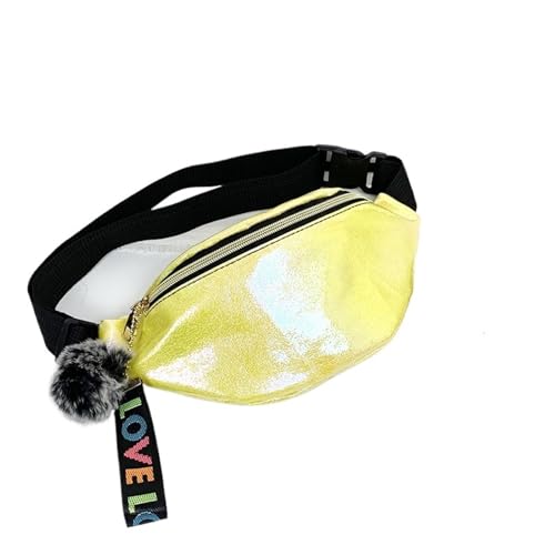 PU Gradient Sport Outdoor Fashion Waistpack Vielseitige Glänzende Leder Taille Tasche Männer Und Frauen Umhängetasche Brust Tasche(Yellow) von WJLYDM