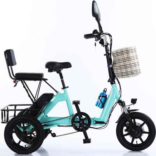 Dreirad für Erwachsene, zusammenklappbares 3-Rad-Elektrofahrrad für Erwachsene, 350 W Motor, 48 V 10 Ah Akku, zusammenklappbares Elektrofahrrad, 40 Meilen Reichweite, 14-Zoll-Elektro-Dreirad mit von WJYLM