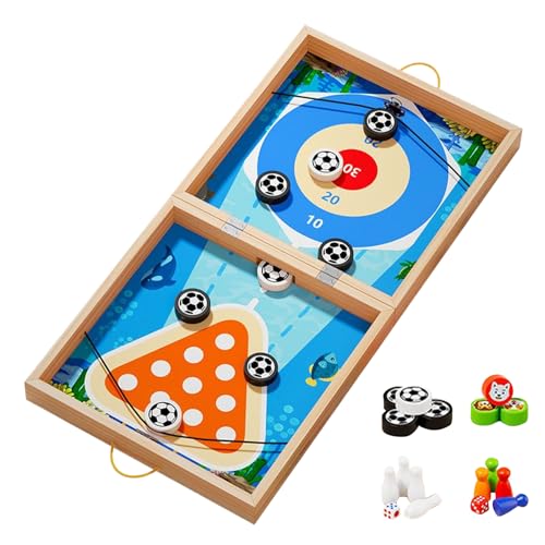 WJnflQN Brettspiele | Bowling Spielzeug Für Tisch,Interaktives Holz 7-in-1 Eishockey Spielzeug Für Familie Kinder Kindergarten Reisen von WJnflQN