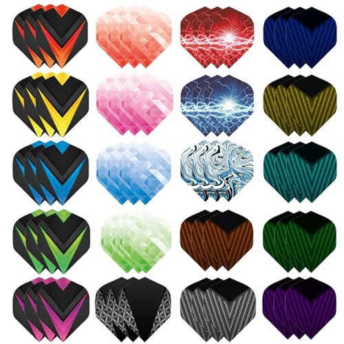 WLHGH Dart Flights, 60 Stück Dart Zubehör Set PET Standard Zubehör für Darts, Dart Flights Slim Dart Flights Set für Soft Dartpfeile und Steel Dartpfeile von WLHGH