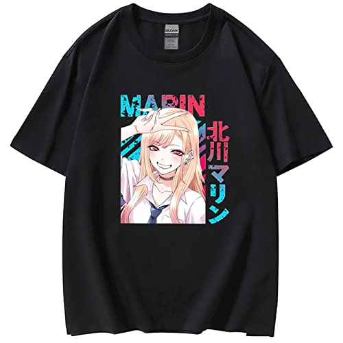 WLIN My Dress-Up Darling Marin Kitagawa T-Shirt Anime-Baumwoll-T-Shirt Damen Kleidung Manga Tops T-Shirts Harajuku Kawaii Graphic T-Shirts von WLIN