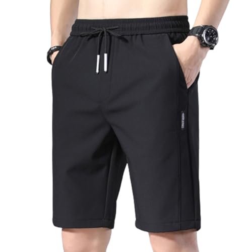 WLLhxyx Herren-Shorts, schnell trocknende Herren-Shorts aus Eisseiden-Stretch, schnell trocknende Unisex-Stretch-Shorts zum Überziehen (Black,3XL) von WLLhxyx