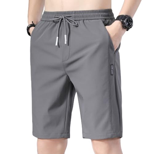 WLLhxyx Herren-Shorts, schnell trocknende Herren-Shorts aus Eisseiden-Stretch, schnell trocknende Unisex-Stretch-Shorts zum Überziehen (Dark Gray,4XL) von WLLhxyx