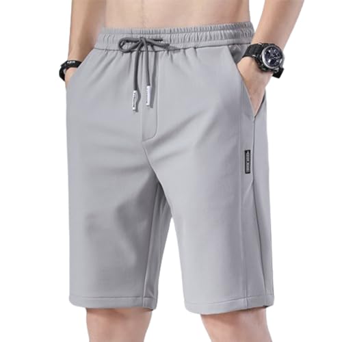 WLLhxyx Herren-Shorts, schnell trocknende Herren-Shorts aus Eisseiden-Stretch, schnell trocknende Unisex-Stretch-Shorts zum Überziehen (Light Gray,5XL) von WLLhxyx