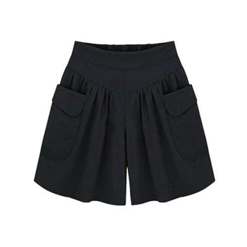 WLLhxyx Lässige Hot-Shorts für den Strand für Damen mit elastischem Bund, lässige Sommer-Shorts für Damen mit weitem Bein und Taschen (Black,2XL) von WLLhxyx