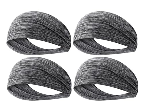 Stirnband Damen 1–10 Stück ultradünnes Sport-Schweißband, atmungsaktiv, saugfähig, Stirnband, Schweißhaar, Kopfband, weich, glatt, Outdoor-Sport, Yoga-Stirnband (Color : 4Pcs Grey) von WLTYSM