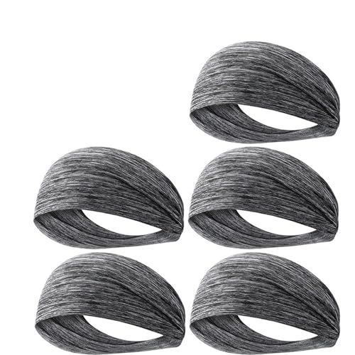 Stirnband Damen 1–10 Stück ultradünnes Sport-Schweißband, atmungsaktiv, saugfähig, Stirnband, Schweißhaar, Kopfband, weich, glatt, Outdoor-Sport, Yoga-Stirnband (Color : 5Pcs Grey) von WLTYSM