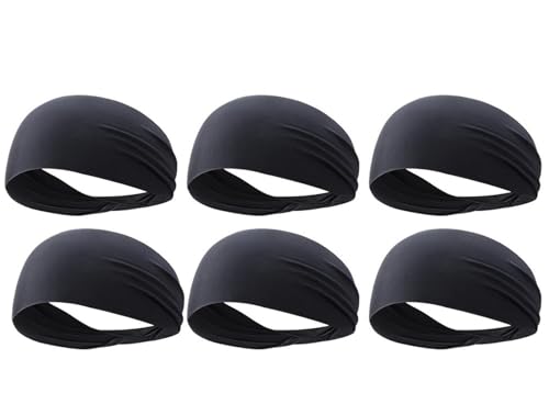 Stirnband Damen 1–10 Stück ultradünnes Sport-Schweißband, atmungsaktiv, saugfähig, Stirnband, Schweißhaar, Kopfband, weich, glatt, Outdoor-Sport, Yoga-Stirnband (Color : 6Pcs Black) von WLTYSM