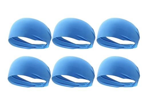 Stirnband Damen 1–10 Stück ultradünnes Sport-Schweißband, atmungsaktiv, saugfähig, Stirnband, Schweißhaar, Kopfband, weich, glatt, Outdoor-Sport, Yoga-Stirnband (Color : 6Pcs Blue) von WLTYSM