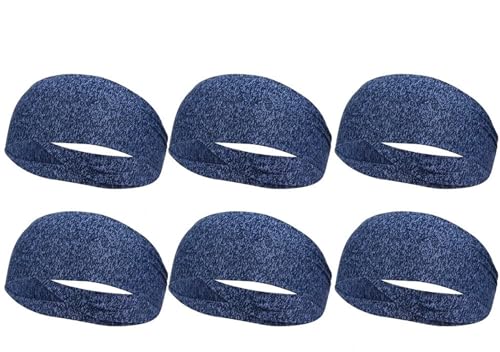 Stirnband Damen 1–10 Stück ultradünnes Sport-Schweißband, atmungsaktiv, saugfähig, Stirnband, Schweißhaar, Kopfband, weich, glatt, Outdoor-Sport, Yoga-Stirnband (Color : 6Pcs Dark Blue) von WLTYSM