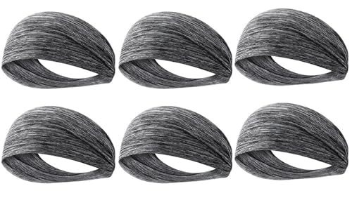 Stirnband Damen 1–10 Stück ultradünnes Sport-Schweißband, atmungsaktiv, saugfähig, Stirnband, Schweißhaar, Kopfband, weich, glatt, Outdoor-Sport, Yoga-Stirnband (Color : 6Pcs Grey) von WLTYSM