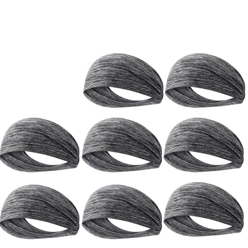 Stirnband Damen 1–10 Stück ultradünnes Sport-Schweißband, atmungsaktiv, saugfähig, Stirnband, Schweißhaar, Kopfband, weich, glatt, Outdoor-Sport, Yoga-Stirnband (Color : 8Pcs Grey) von WLTYSM