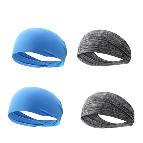 Stirnband Damen 1–10 Stück ultradünnes Sport-Schweißband, atmungsaktiv, schweißabsorbierend, elastisches Schweiß-Haarband, weiches Outdoor-Sport-Yoga-Stirnband (Color : Black-Blue-Grey 4pcs-03) von WLTYSM