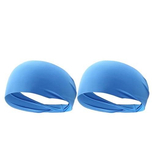 Stirnband Damen 2/1PCS Schweißband for Männer Frauen Elastische Sport Haarband Kopf Band Yoga Stirnbänder Headwear Headwrap Sport Workout Haar zubehör (Color : 2 PCS Blue) von WLTYSM