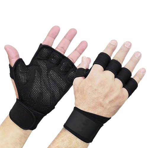 WLTYSM Cushion Grip Hand Palm Protector Gym Fitness Handschuhe Bodybuilding Workout Power Gewichtheben Training Handschuhe Hantel Griffe Pads Hand Palm (Color : 1 Pair bk, Size : XL) von WLTYSM