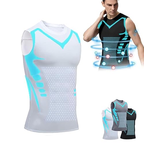 WLWWCX Luckysong Ionic Shaping Vest, Expectsky Ionic Shaping Vest, Ionic Shaping Sleeveless Shirt, Build A Perfect Body (M,White) von WLWWCX