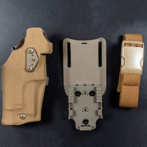 WLXW Tactical Airsoft Holster Airsoft Rechtshänder Holster Für Glock 17/19 Kompatibel Mit X300 Lights Holster QLS Quick Mount Adapter Leg Shroud Drop,Tan von WLXW