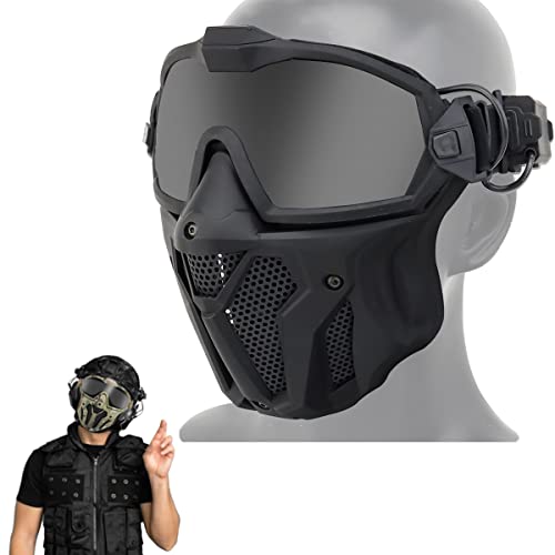 WLXW Airsoft Maske Taktische Paintball Maske Abnehmbare Schutzbrille Mit Anti-Beschlag Ventilator System, Für Halloween Jagd CS Wargame,Bk von WLXW