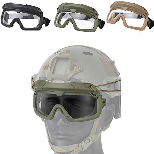 WLXW Fast Airsoft Helm Mit 3D Split Typ Schutzbrille und Taktische Maske, Zwei Tragemodi (Kopf und Helm), Geeignet Für Paintball BB Gun Outdoor CS Spiele,Goggles Green von WLXW