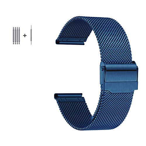 NedLoN Uhrenarmband Edelstahl Metallarmband Stahlband Doppelsicherheitsverschluss Schnellverschluss Einstellbare Länge, Blau-21 mm für Männer und Frauen von NedLoN