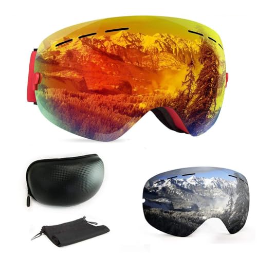 WLZP Skibrille, Snowboardmasken UV400 und Anti-Beschlag-Beschichtung, Skibrille für Männer und Frauen, geeignet für Skifahren, Snowboarden, Eisklettern, Skifahren Alpin von WLZP