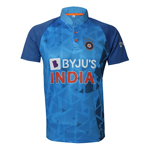 KD Cricket India Halbarm Trikot World T20 Fan Supporter Trikot Cricket Uniform 2022-2023, Halbärmelig, einfarbig, 48 von WMX