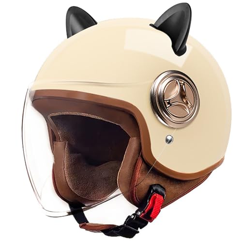 3/4-Halbgesichtshelm FüR Motorradfahrer, Vintage-Halbgesichtshelm FüR Motorradfahrer, Dot/Ece-Zertifizierter Leichter Motorradhelm FüR Erwachsene FüR Herren Und Damen G,54-61CM von WMYZJST