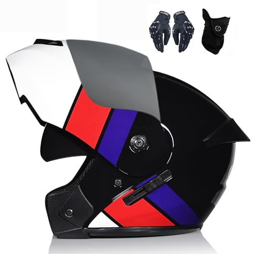 Integral-Klapphelm FüR Motorradfahrer, Modularer Klapphelm Mit Doppelvisier, Ece-Zertifiziert FüR Mopeds FüR Erwachsene Und StraßEnrennen B,S:54-55CM von WMYZJST
