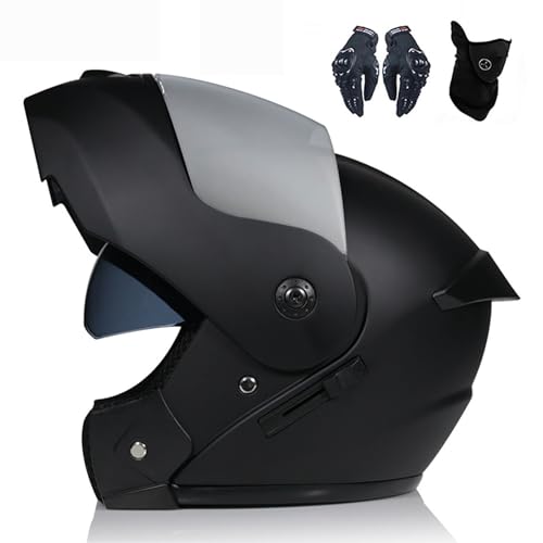 Integral-Klapphelm FüR Motorradfahrer, Modularer Klapphelm Mit Doppelvisier, Ece-Zertifiziert FüR Mopeds FüR Erwachsene Und StraßEnrennen E,S:54-55CM von WMYZJST