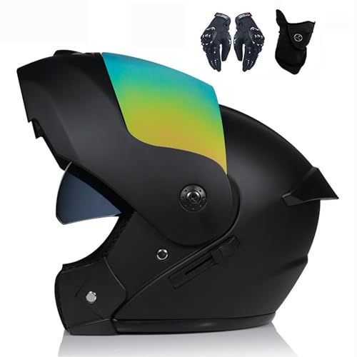 Integral-Klapphelm FüR Motorradfahrer, Modularer Klapphelm Mit Doppelvisier, Ece-Zertifiziert FüR Mopeds FüR Erwachsene Und StraßEnrennen F,M:55-56CM von WMYZJST
