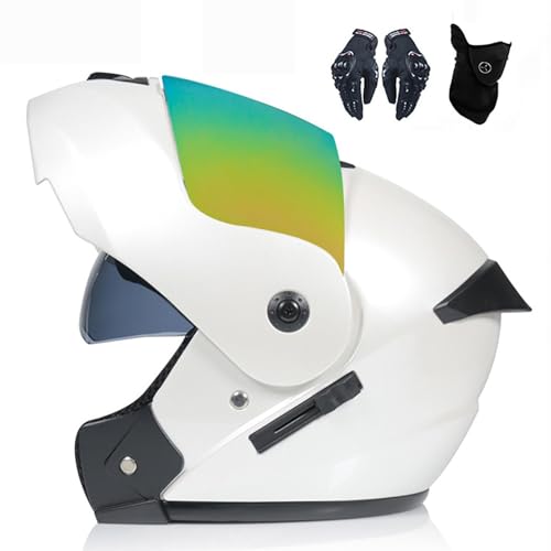 Integral-Klapphelm FüR Motorradfahrer, Modularer Klapphelm Mit Doppelvisier, Ece-Zertifiziert FüR Mopeds FüR Erwachsene Und StraßEnrennen G,M:55-56CM von WMYZJST