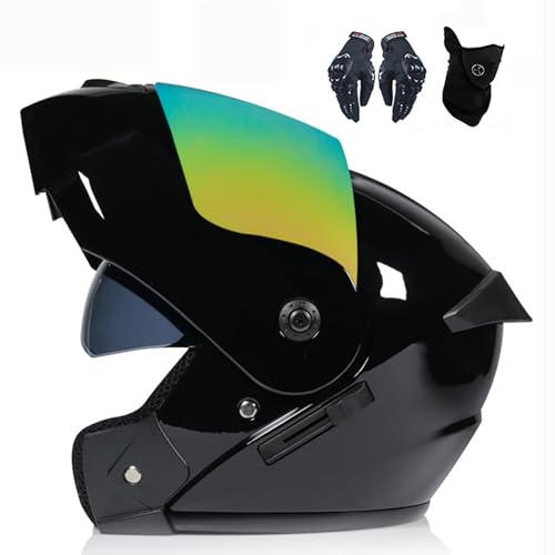 Integral-Klapphelm FüR Motorradfahrer, Modularer Klapphelm Mit Doppelvisier, Ece-Zertifiziert FüR Mopeds FüR Erwachsene Und StraßEnrennen J,L:57-58CM von WMYZJST