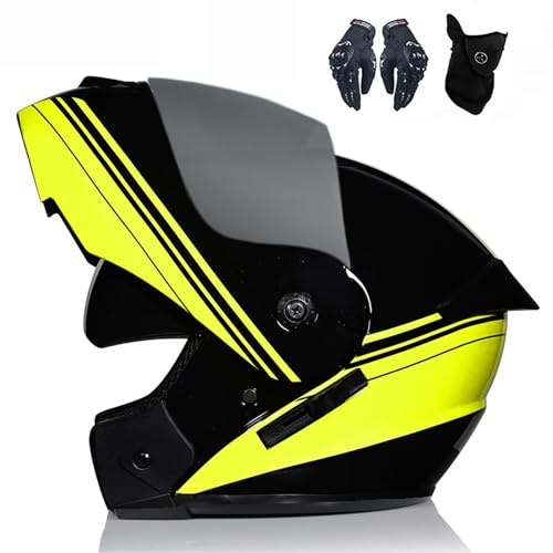 Integral-Klapphelm FüR Motorradfahrer, Modularer Klapphelm Mit Doppelvisier, Ece-Zertifiziert FüR Mopeds FüR Erwachsene Und StraßEnrennen L,M:55-56CM von WMYZJST
