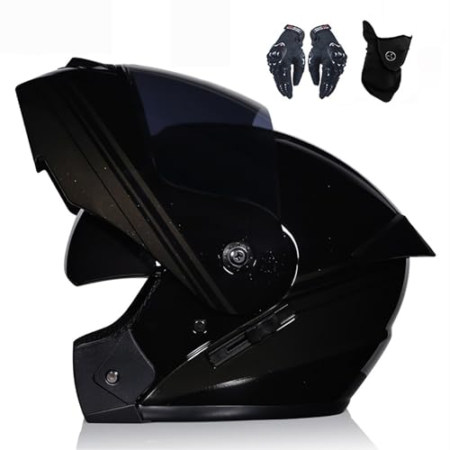 Integral-Klapphelm FüR Motorradfahrer, Modularer Klapphelm Mit Doppelvisier, Ece-Zertifiziert FüR Mopeds FüR Erwachsene Und StraßEnrennen M,M:55-56CM von WMYZJST