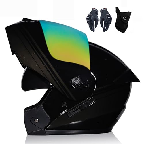 Integral-Klapphelm FüR Motorradfahrer, Modularer Klapphelm Mit Doppelvisier, Ece-Zertifiziert FüR Mopeds FüR Erwachsene Und StraßEnrennen N,L:57-58CM von WMYZJST