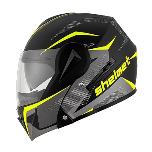 Modularer Motorrad-Integral-Klapphelm Mit Doppelvisier, Ece-GeprüFter Leichter Motorradhelm FüR Damen Und Herren C,XXL:63-64CM von WMYZJST