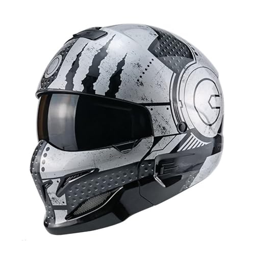 Modularer Offener Integralhelm FüR Motorradfahrer, Kombihelm, Ece-Zertifizierter Unisex-Motorradhelm, StraßEnfahrradhelm. B,XL:59-60CM von WMYZJST