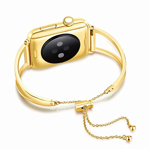 Ersatzarmbänder Gold Kompatibel mit Apple Watch 6 44mm, Damen Mädchen Glitzer Diamant Edelstahl Armband Ersatzband Uhrenarmband Kompatibel mit iWatch Ultra 49mm 45mm 44mm 42mm Series 9 8 7 6 5 4 3 2 1 von WNHTFAC