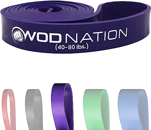 WOD Nation Widerstandsbänder für Männer und Frauen, dickes Übungsband, Stretchbänder für Übung, Krafttraining, Yoga, Stretching, Klimmzughilfe, Pilates (18–26 kg Widerstand, durchschnittlich, einzeln) von WOD Nation