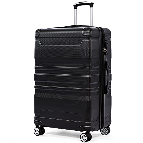 WODSOFTI Hartschalen-Handgepäck, Koffer mit TSA-Schloss und Universalrad, Erweiterbar, Seitengriff, L-41x26x65 cm, Schwarz von WODSOFTI