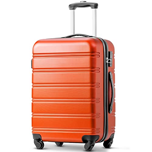 WODSOFTI Hartschalen-Koffer, Rollkoffer, Reisekoffer, Handgepäck 4 Rollen, ABS-Material, 65 * 44.5 * 27.5, Orange von WODSOFTI