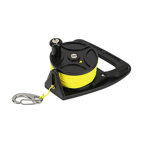 Tauch-Angelrolle mit Daumenstopperhaken, 46 m Lange, gewebte Nylon-Tauchrolle, Schnorchel-Tauchrolle mit Ratsche zum Unterwasserfischen (Black Wheel) von WOHPNLE