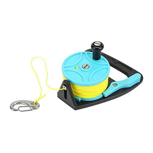 Tauch-Angelrolle mit Daumenstopperhaken, 46 m Lange, gewebte Nylon-Tauchrolle, Schnorchel-Tauchrolle mit Ratsche zum Unterwasserfischen (Sky Blue Wheel) von WOHPNLE