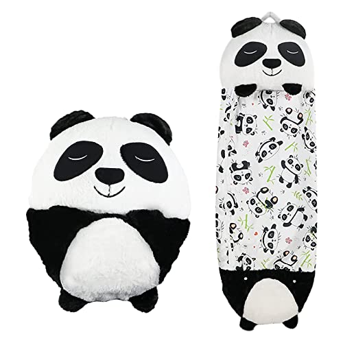 Kinderschlafsäcke, Schlafsack & Panda-Kissen für Kinder, superweiche Plüschschlafsäcke mit Kissen, alle Jahreszeiten, Geschenkidee (54×20) von WOIRHWEH