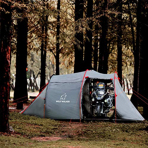 Wolf Walker Motorradzelt für Camping 2-3 Personen Wasserdicht Instant Zelte mit integriertem Motorradanschluss für Outdoor Wandern, Rucksackreisen, Picknick Fast Pitch von WOLF WALKER