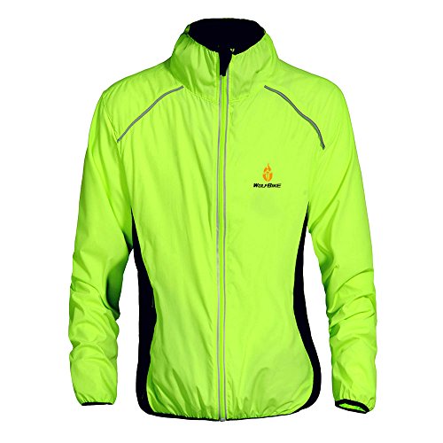 WOLFBIKE Fahrradjacke Jersey Sportswear Atmungsaktiv Lange Ärmel Winddicht Coat (Grün L) von WOLFBIKE