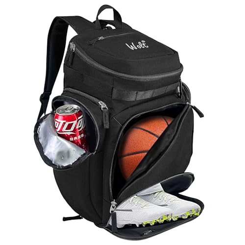 WOLT | Basketball-Rucksack mit separatem Ballfach und Schuhtasche, große Sportausrüstungstasche für Basketball, Fußball, Rugby, Volleyball, Baseball von WOLT