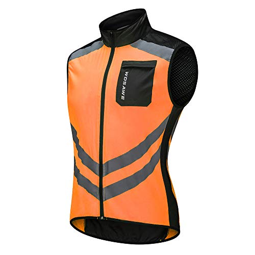 WOSAWE Fahrradweste Atmungsaktiv Leichte Wind Weste Wasserabweisend ärmellos Fahrradjacke für Männer und Frauen (BL208 Orange XL) von WOSAWE